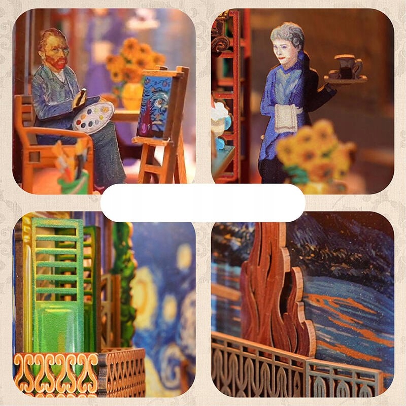 Tonecheer Składany Drewniany Model 3D LED - Book Nook Świat Vincenta Liczba elementów 80