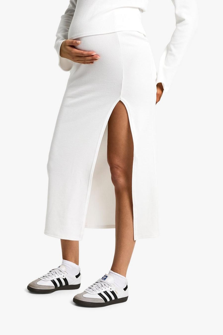 Boohoo spódnica ciążowa midi biały