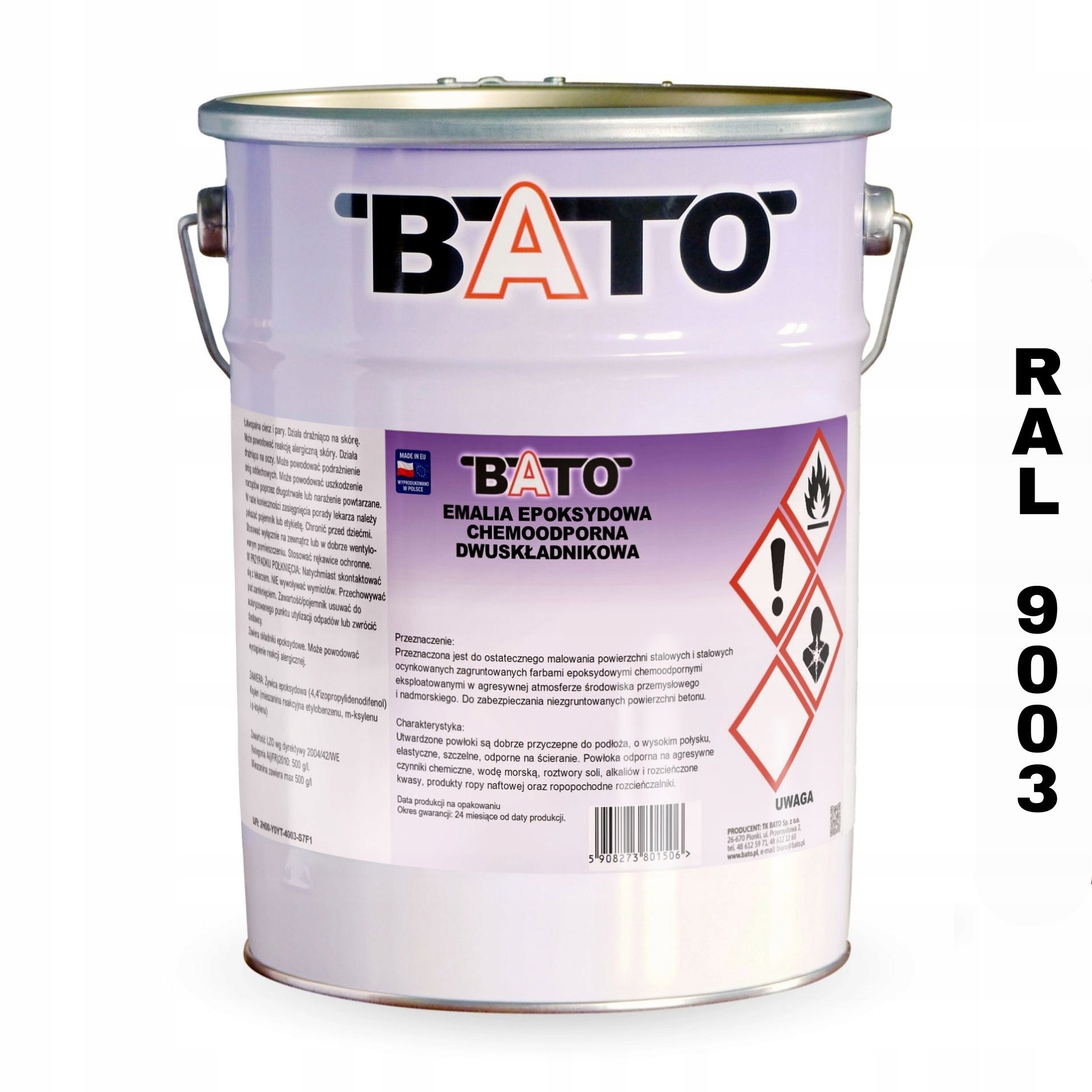 Epoxidová Dvousložková Smaltovaná Hmota Bílá Ral 9003 9 L Bato