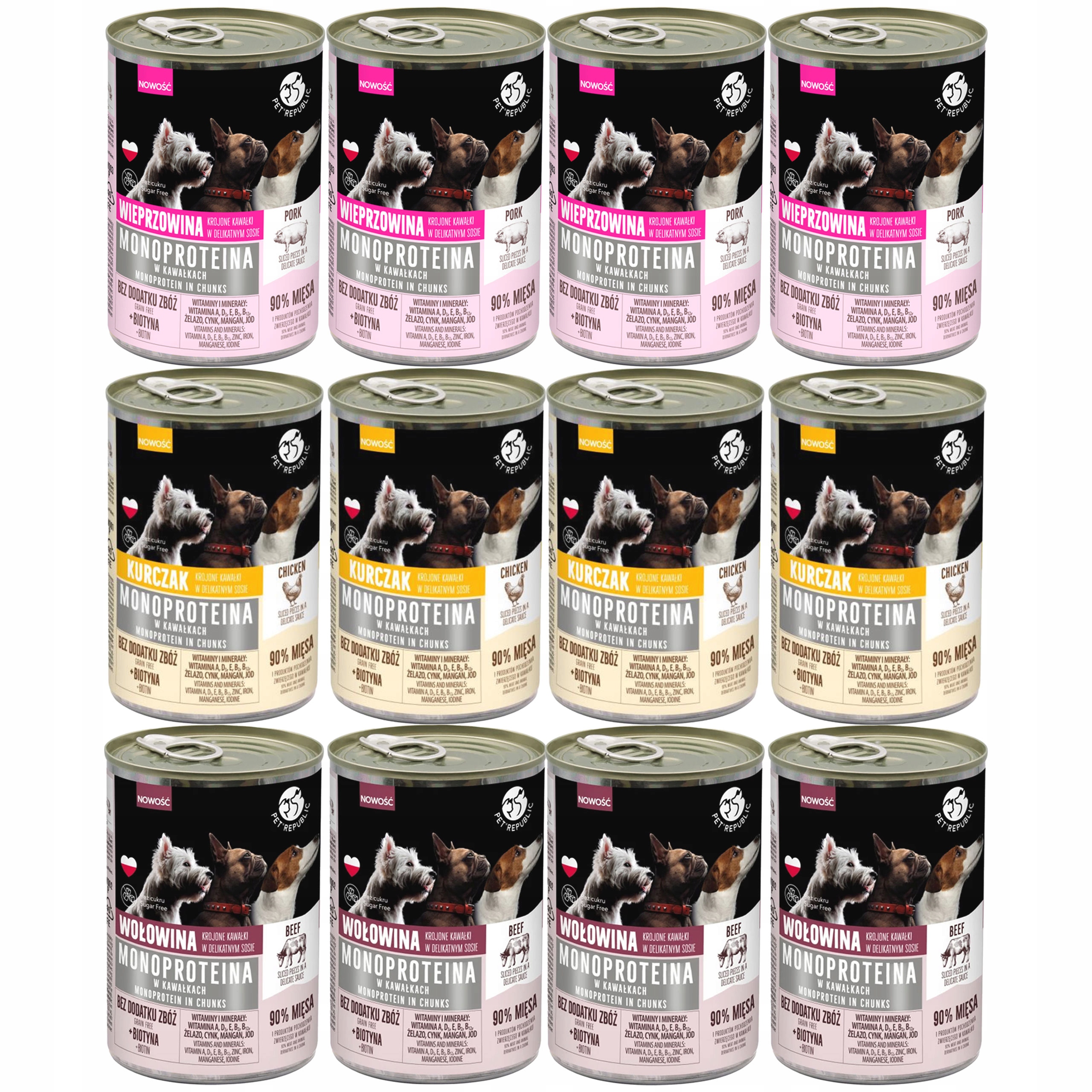 Pet Republic Mono Protein Mix Chutí krmivo pro psy mokré 12 x 400 g