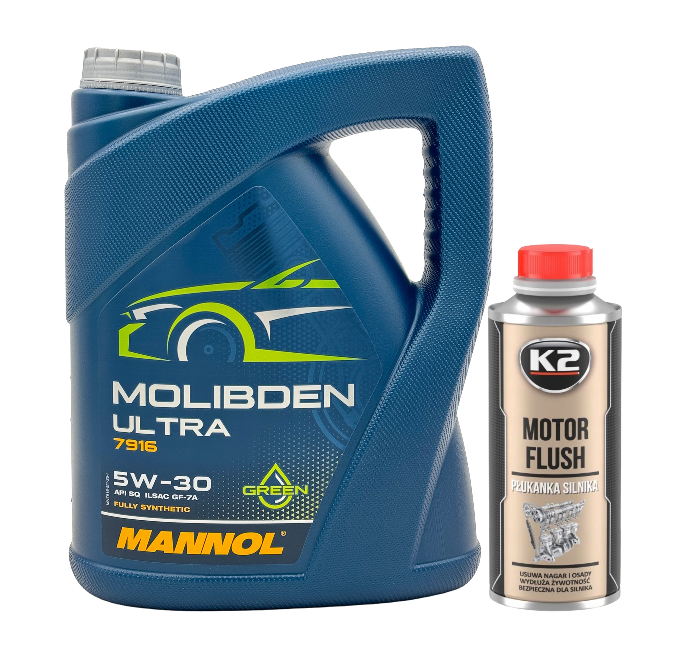 Olej 5w30 5L Molibden Ultra Zielony Mannol Płukanka K2 Motor Flush 250ml