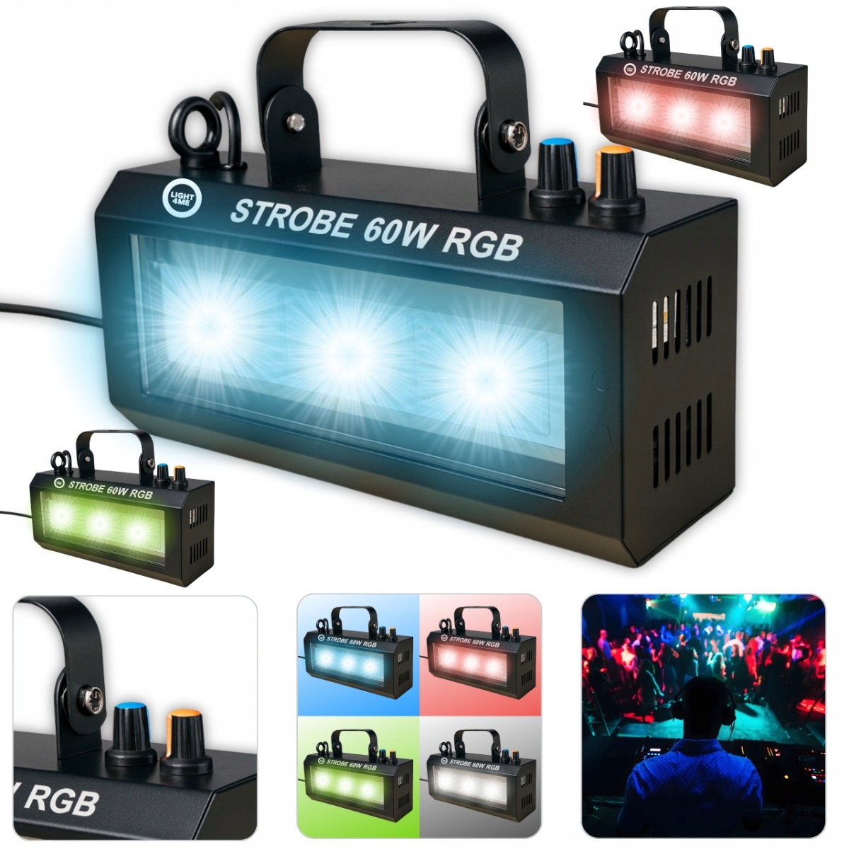 Stroboskop Light4Me STROBE 60W RGB zasilanie sieciowe