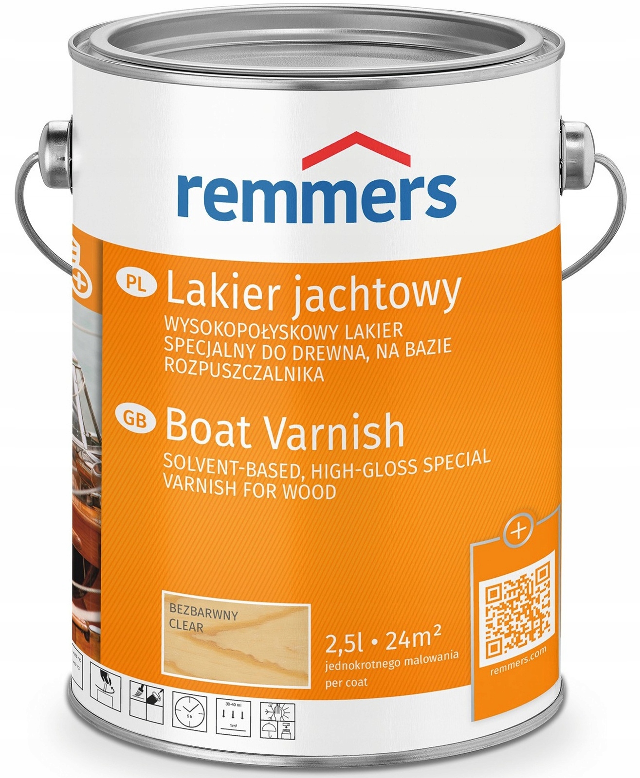 Remmers Lakier Jachtowy bezbarwny wysoki połysk 2,5L