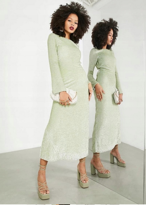 Zdobená Flitrová Šaty Designová Šaty 38 M