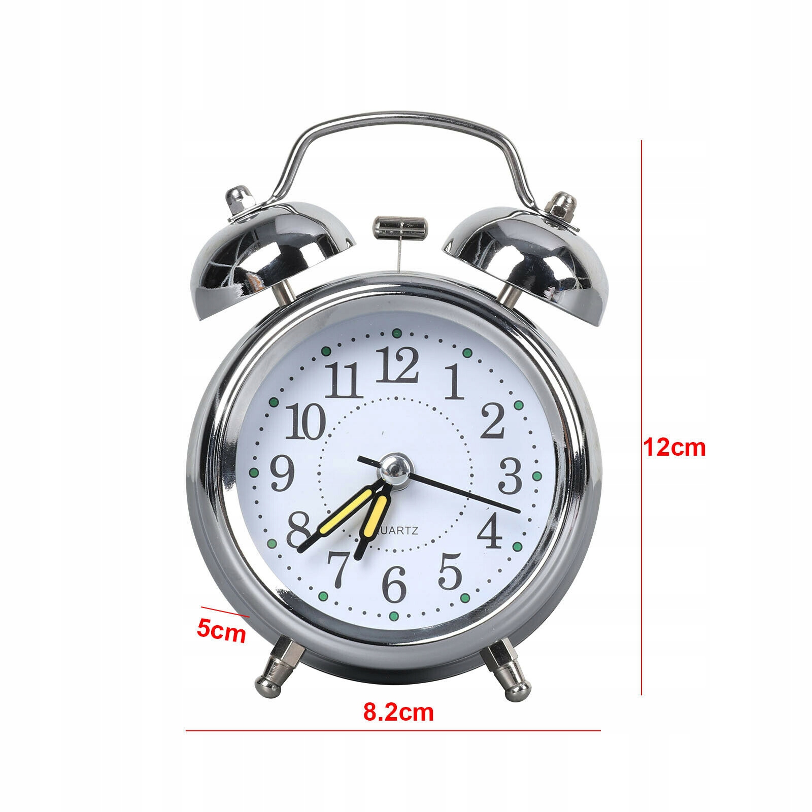 RETRO ALARM CLOCK WATCH CLOCK SREBRNY ŚWIETLISTY Marka bez marki
