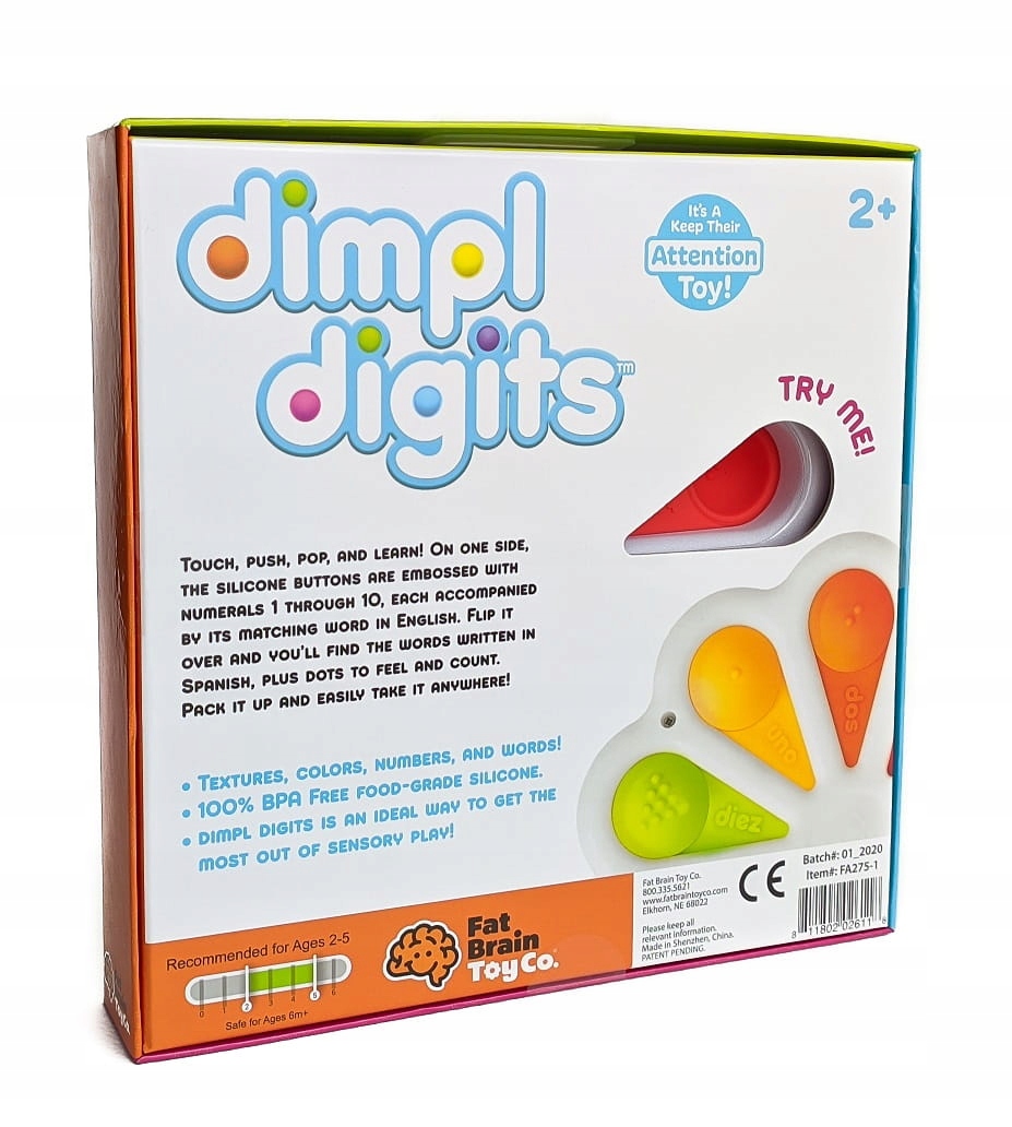 Tęczowe Bąbelki Dimpl Digits Cyferki Literki POP Marka Fat Brain Toys