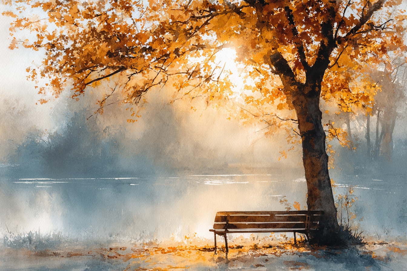 Fototapeta Flizelina Park Strom Jeseň Rybník Jazero Lavka 416x254 130g