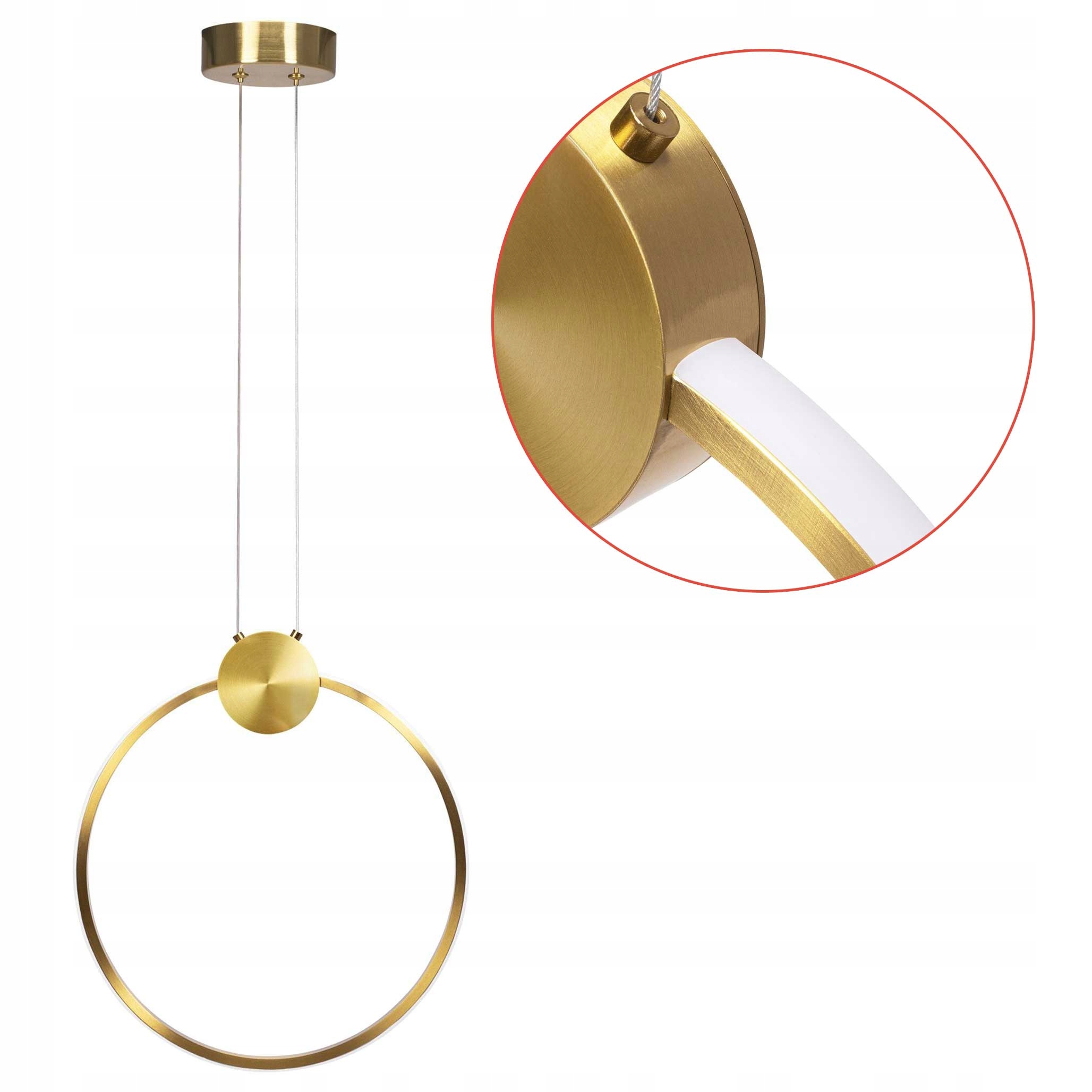 Zlatá závesná Led lampa Okrúhla 40 cm Lampa Krúžok do jedálne