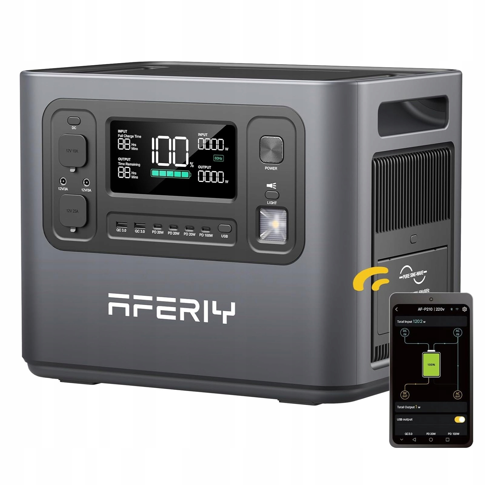 Aferiy P210 Przenośna stacja zasilania 2400W 2048Wh LiFePO4 Ups Szybkie ładowanie