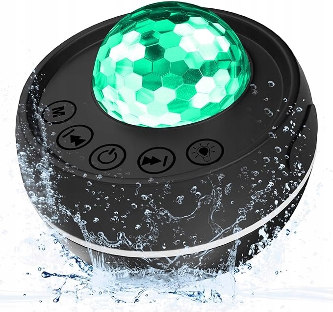 Głośnik bluetooth pod PRYSZNIC z kulą LED, wodoszczelność IP65