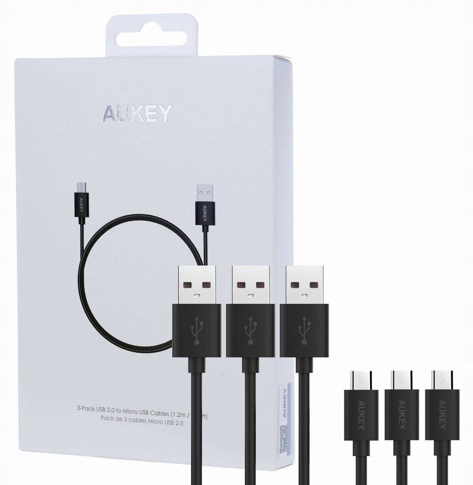 

Aukey CB-D10 zestaw kabli Pcv microUSB 3x 1.2 m Qc