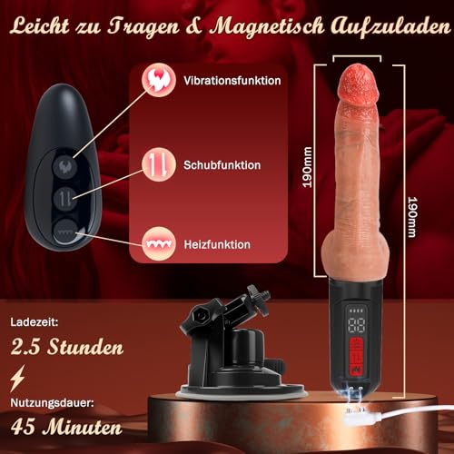 DILDO 5 Funkcji Pchających 10 Trybów Wibracji Zabawka Erotyczna Dla Par — miniatura 7