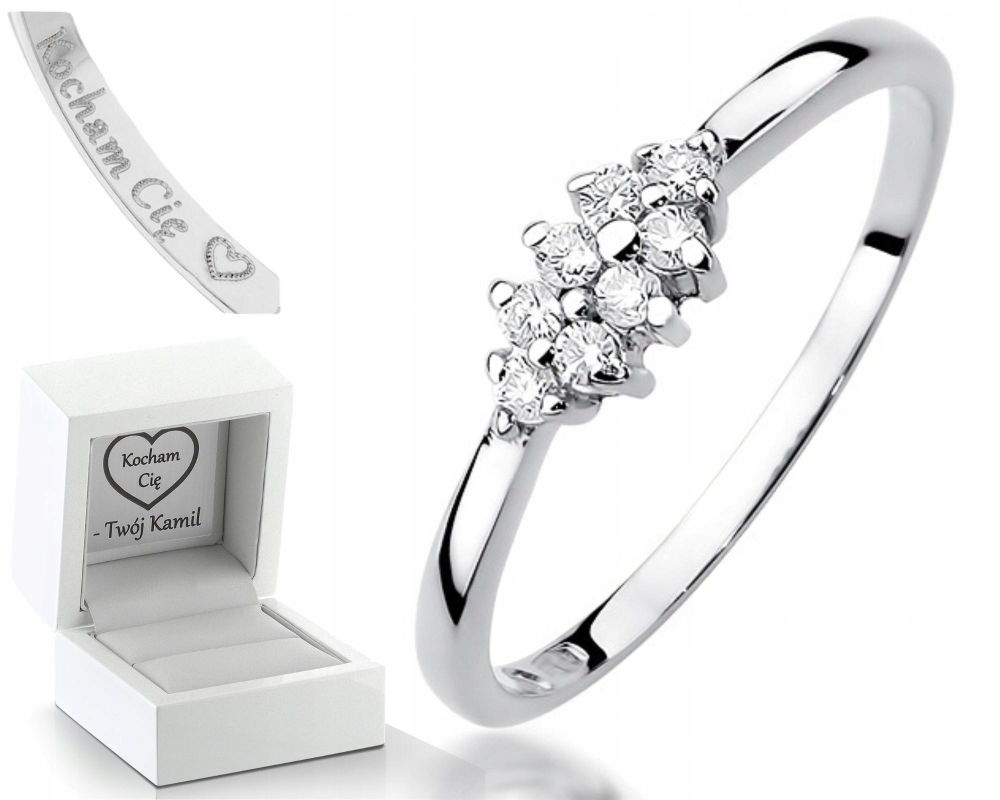 Prstýnek Bílé Zlato S Brilianty Gravírování Bonus Zlato Jako Dárek
