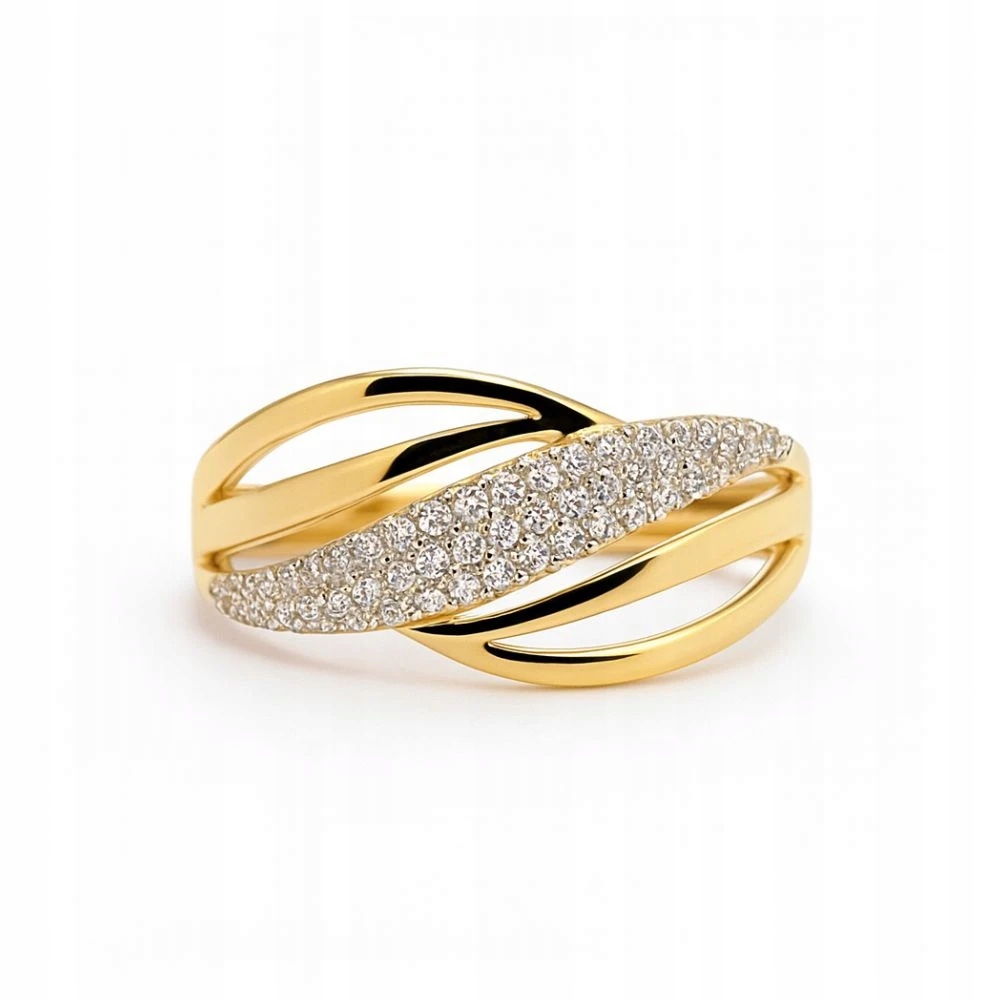 Zlatý Prstýnek 585 Se Zirkony Proplétaný Krásný Široký Vzor