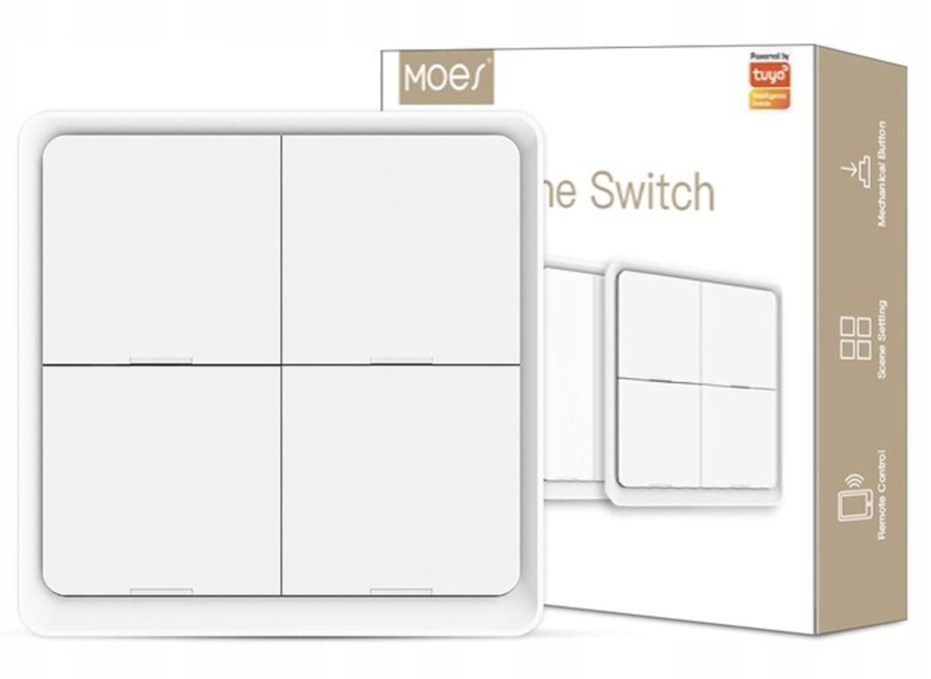 Bateria Moes Bezprzewodowy Pilot 4 PRZYCISKi 12 Scen Zigbee Tuya Biały