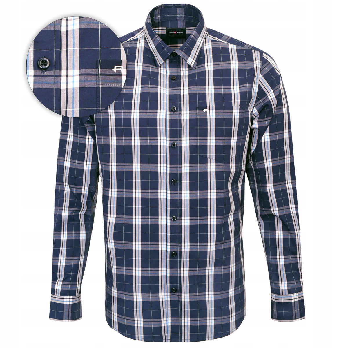 Pánská kostkovaná košile s dlouhým rukávem Slim Fit Pako Jeans