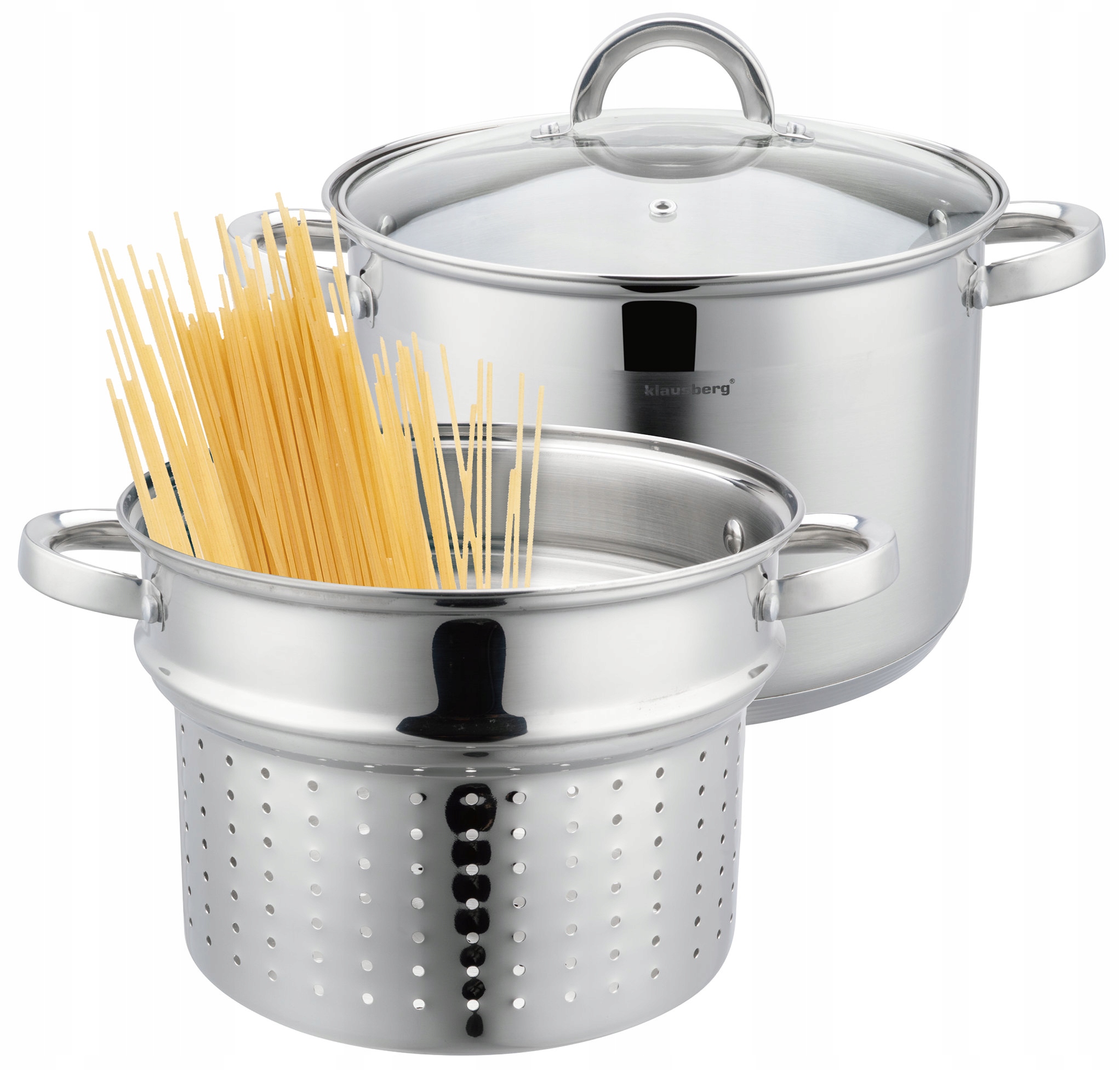 Hrnec S Násadou Na Vaření Těstovin 7,5 L Plynová Indukce Nerezová Ocel