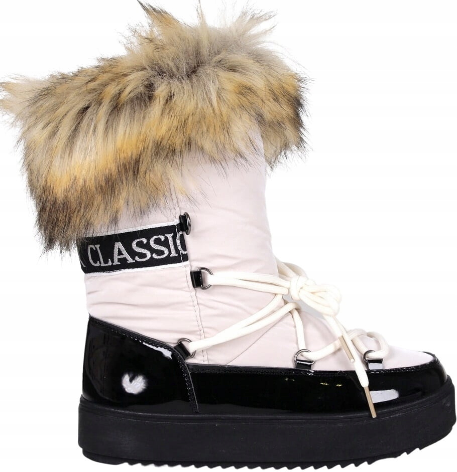 Dámské Teplé Zimní Sněhule S Kožíškem, Béžové