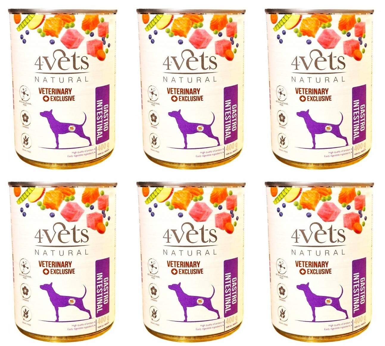 4Vets Natural Dog Gastro Intestinal 6 plechovek 400 g gastrointestinální dieta