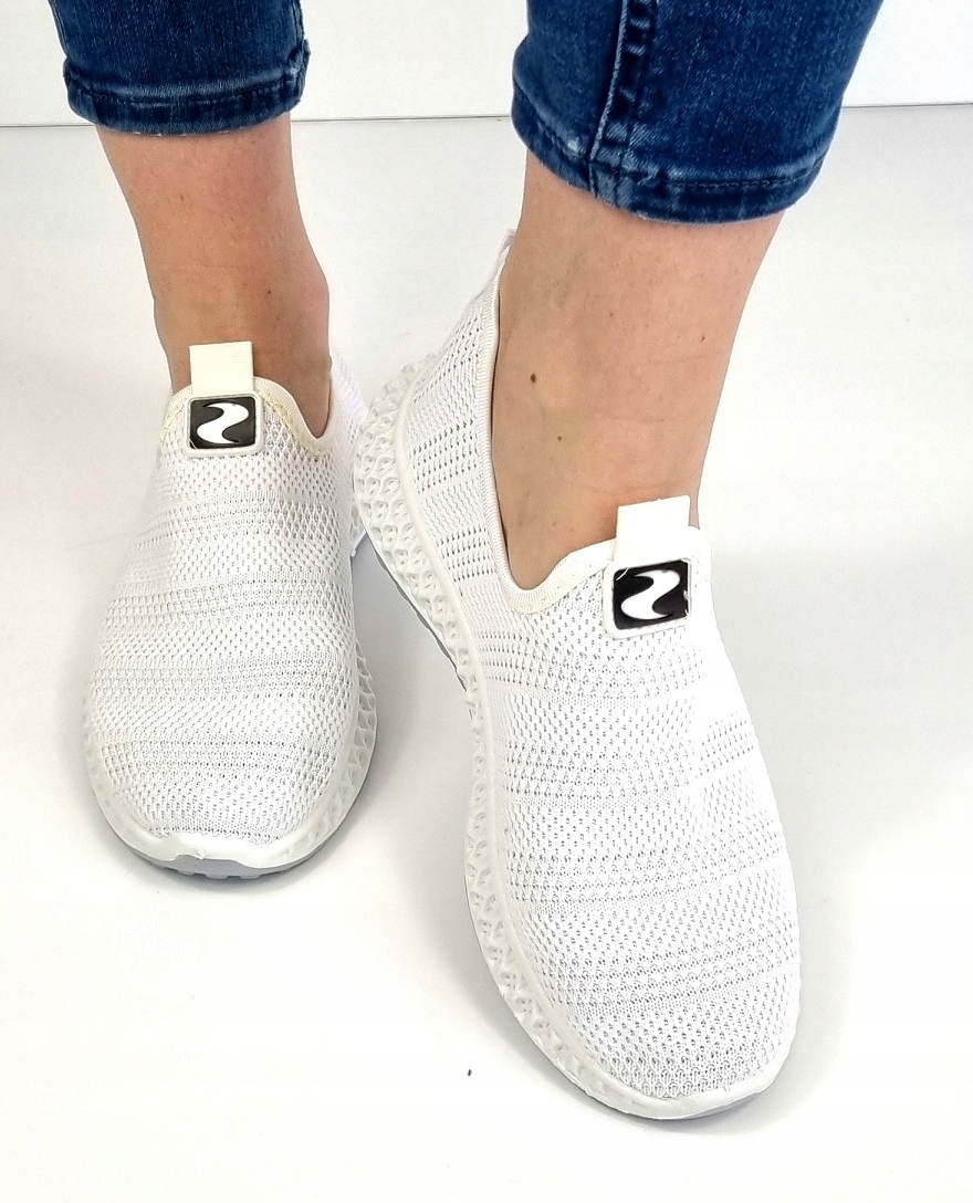 BIAŁE PŁASKIE ELASTYCZNE BUTY SKARPETA 37 Marka inna