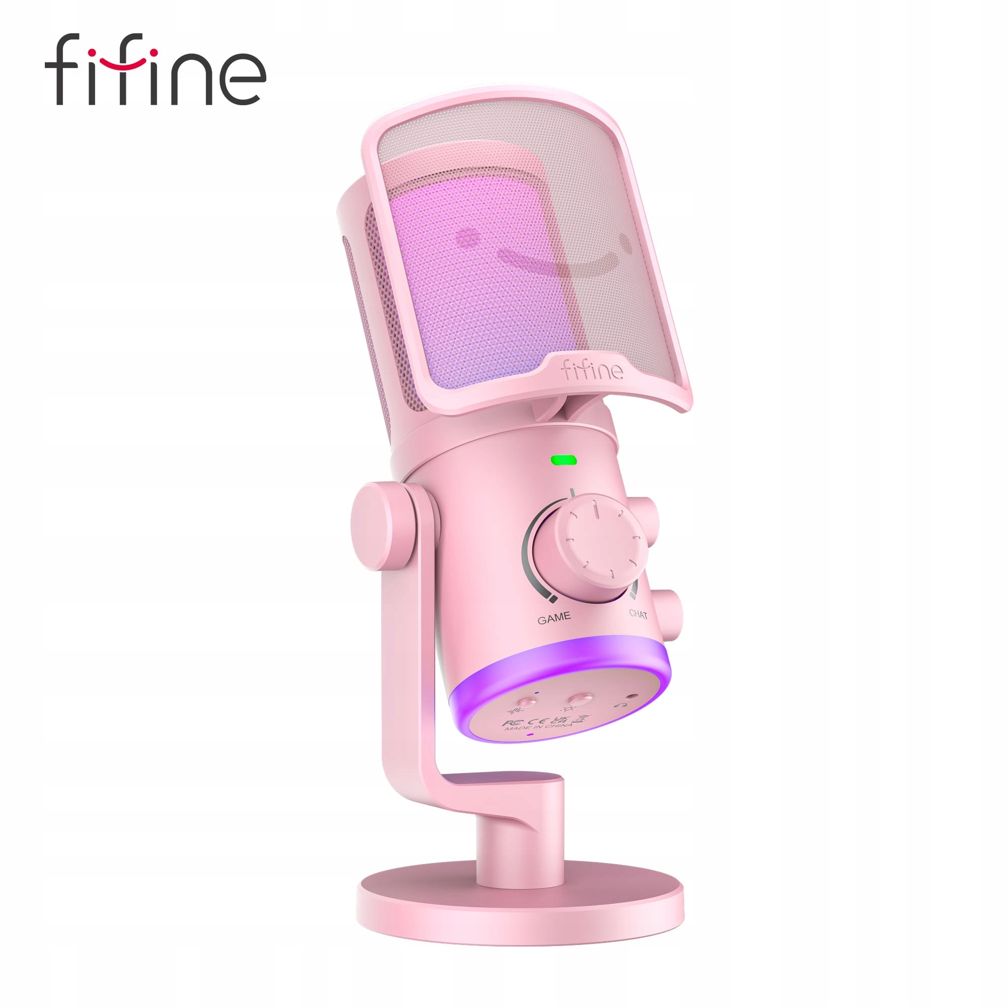 Mikrofon gamingowy pojemnościowy studyjny AM6P Fifine studyjny Rgb Usb PnP