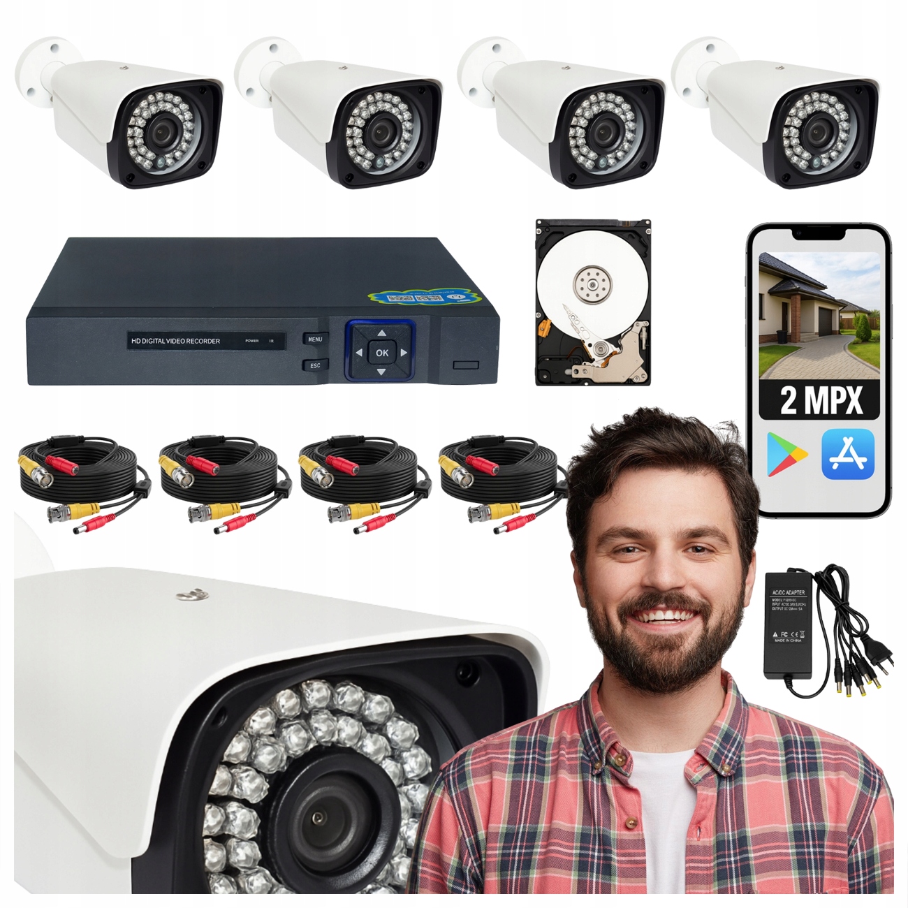 Zestaw do monitoringu VDX SET4chD_FULLHD_1TB