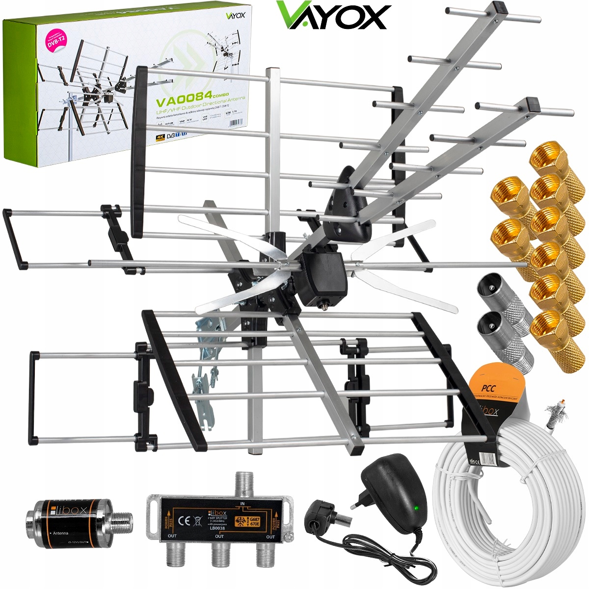 Směrová Anténa DVB-T2 Combo 4K Sada 3TV Vayox