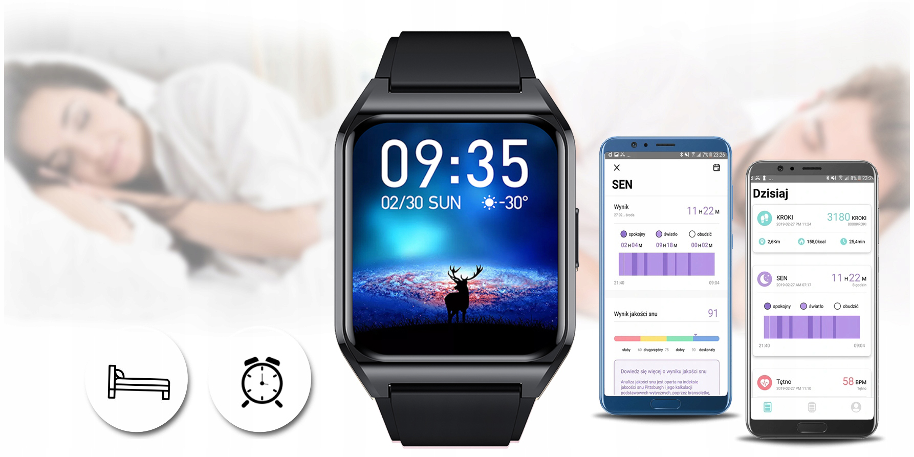 SMARTWATCH DAMSKI ROZMOWY TERMOMETR MENU PL GRAWER Mechanizm kwarcowy