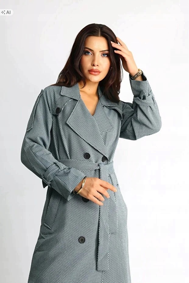 Prošívaný Dámský Kabát S Proužky, Šedý, Velikost L/XL 5IA