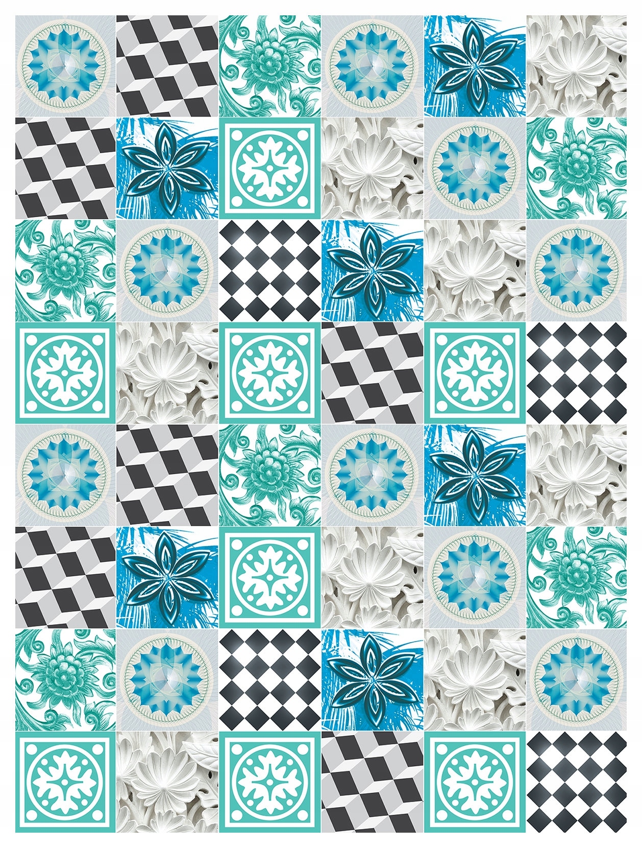 Fototapeta Geometrická kvetinová záhrada a vinylová šachovnica 184x254 lepidlo