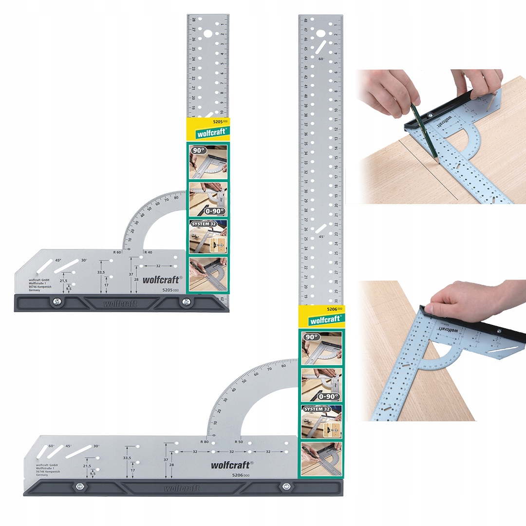 2 x Kątownik uniwersalny Zestaw 200x300mm i 280x500mm 8654000 wolfcraft
