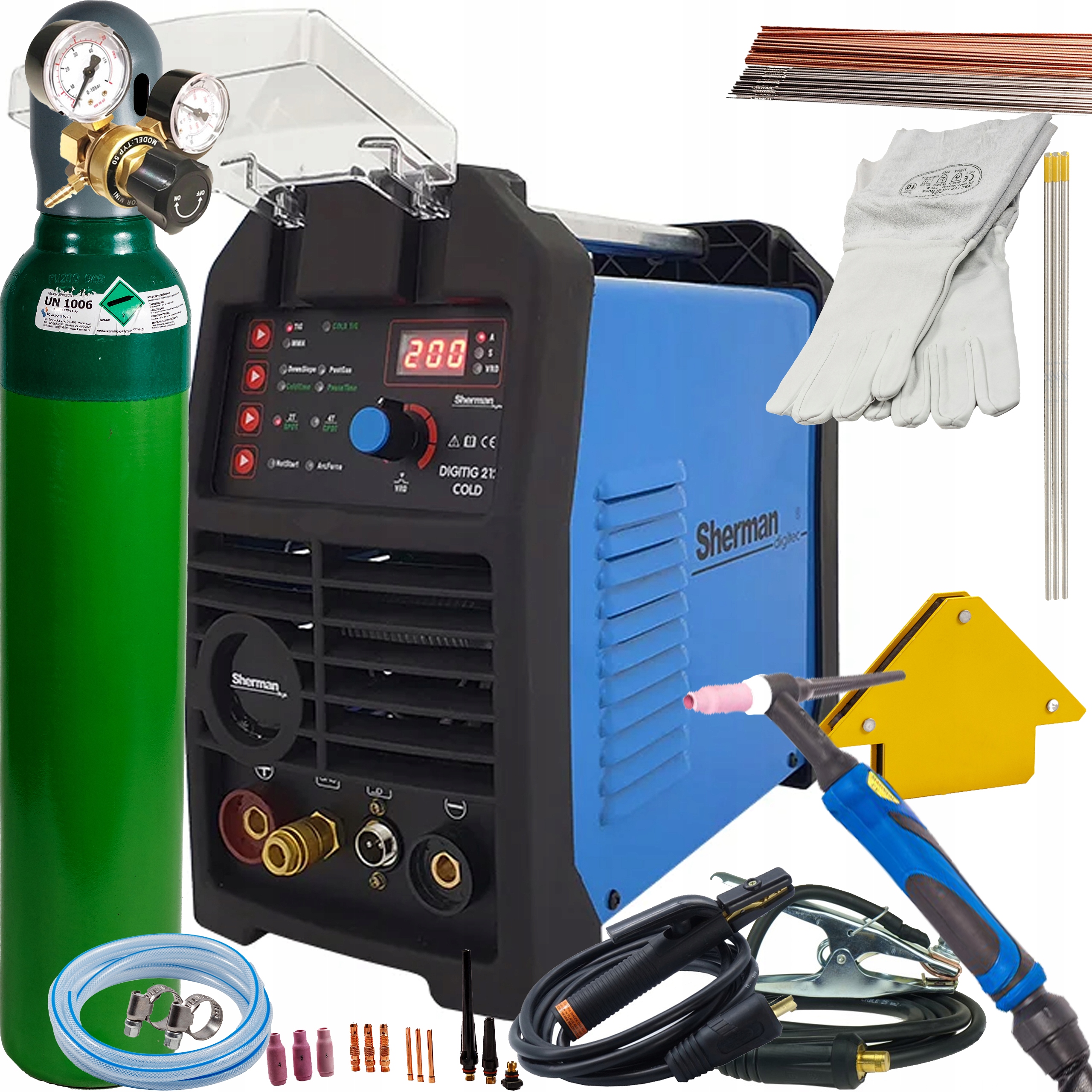 Svařovací stroj Digitig 212 Cold Tig Hf DC Mma Cold Tig 200A 230V Igbt SET2