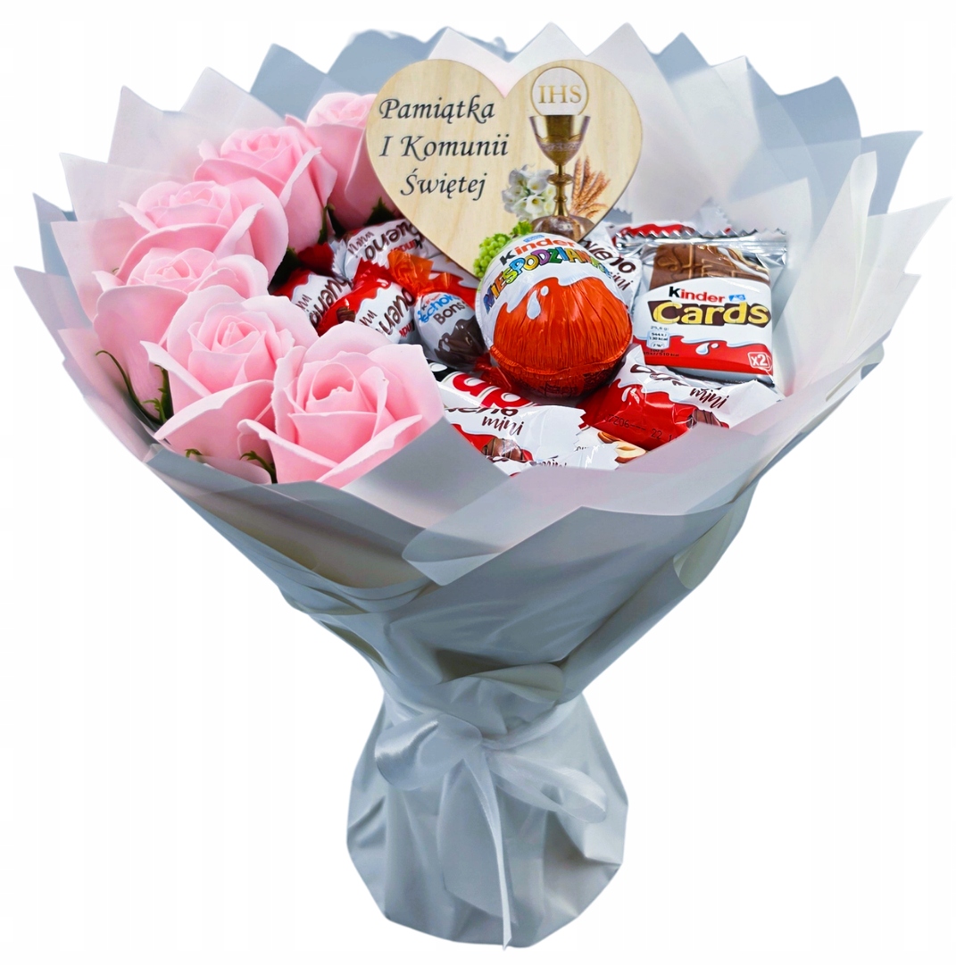 Sladká kytice Dárek k prvnímu svatému přijímání Sladkosti Kinder pro holčičku