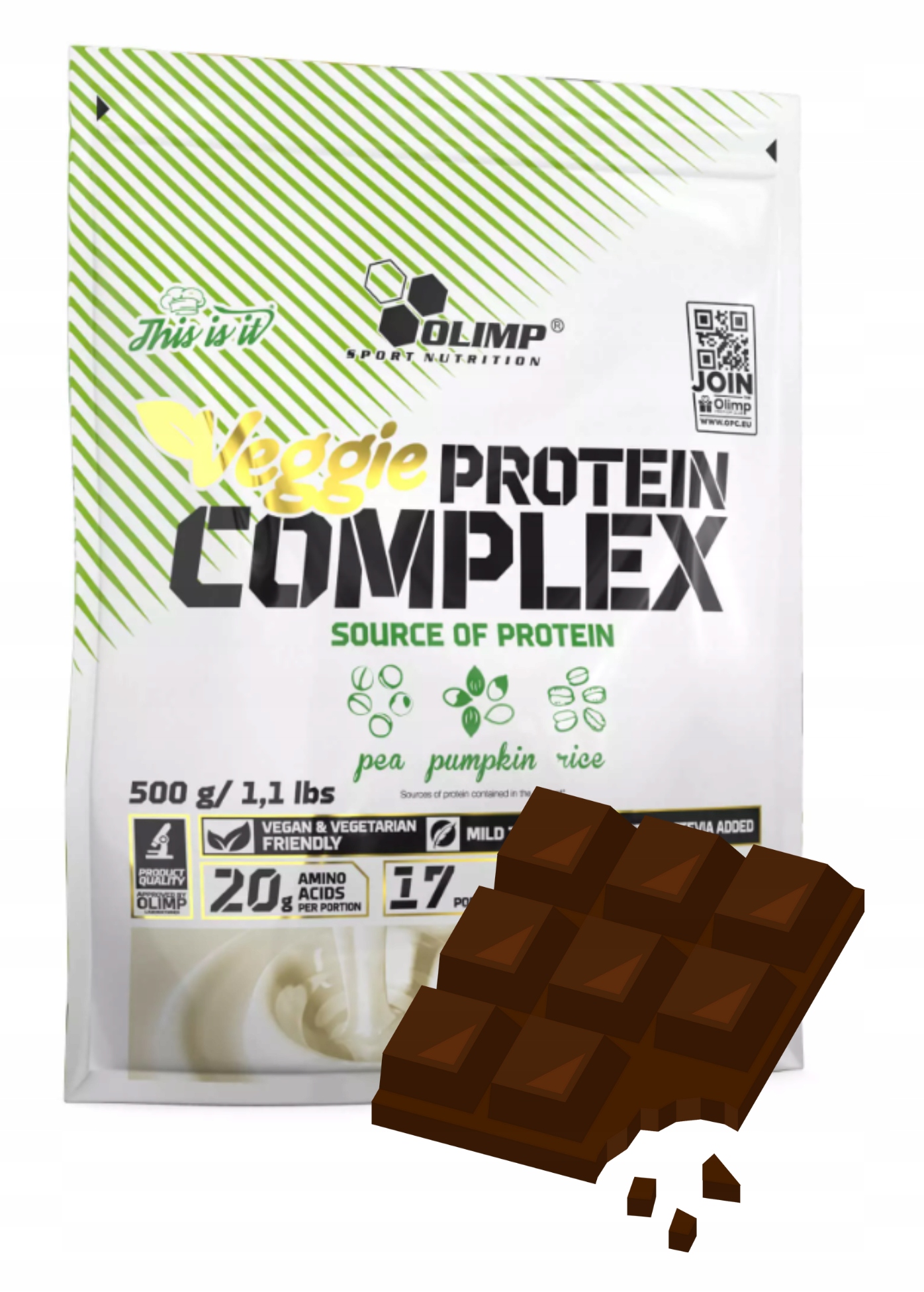 Olimp Veggie Protein Complex 500g Chocolate Veganský Protein Masa