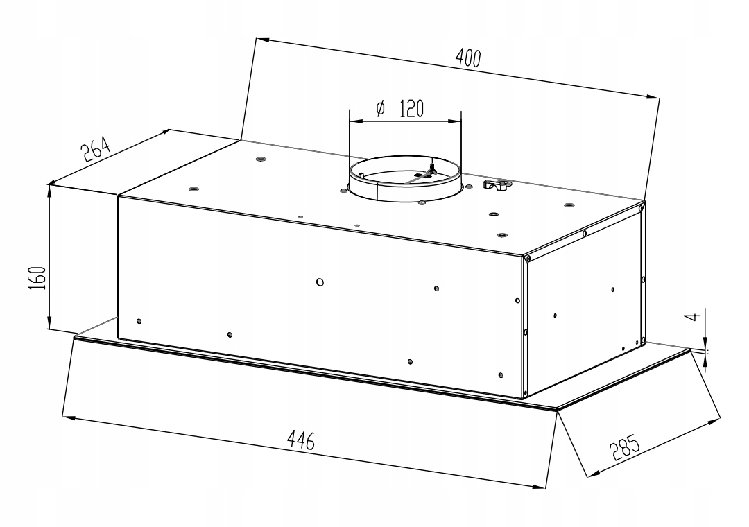 OKAP DO ZABUDOWY 45 KERNAU KBH0145B SZKŁO 305m³/h Maksymalna wydajność 305 m³/h