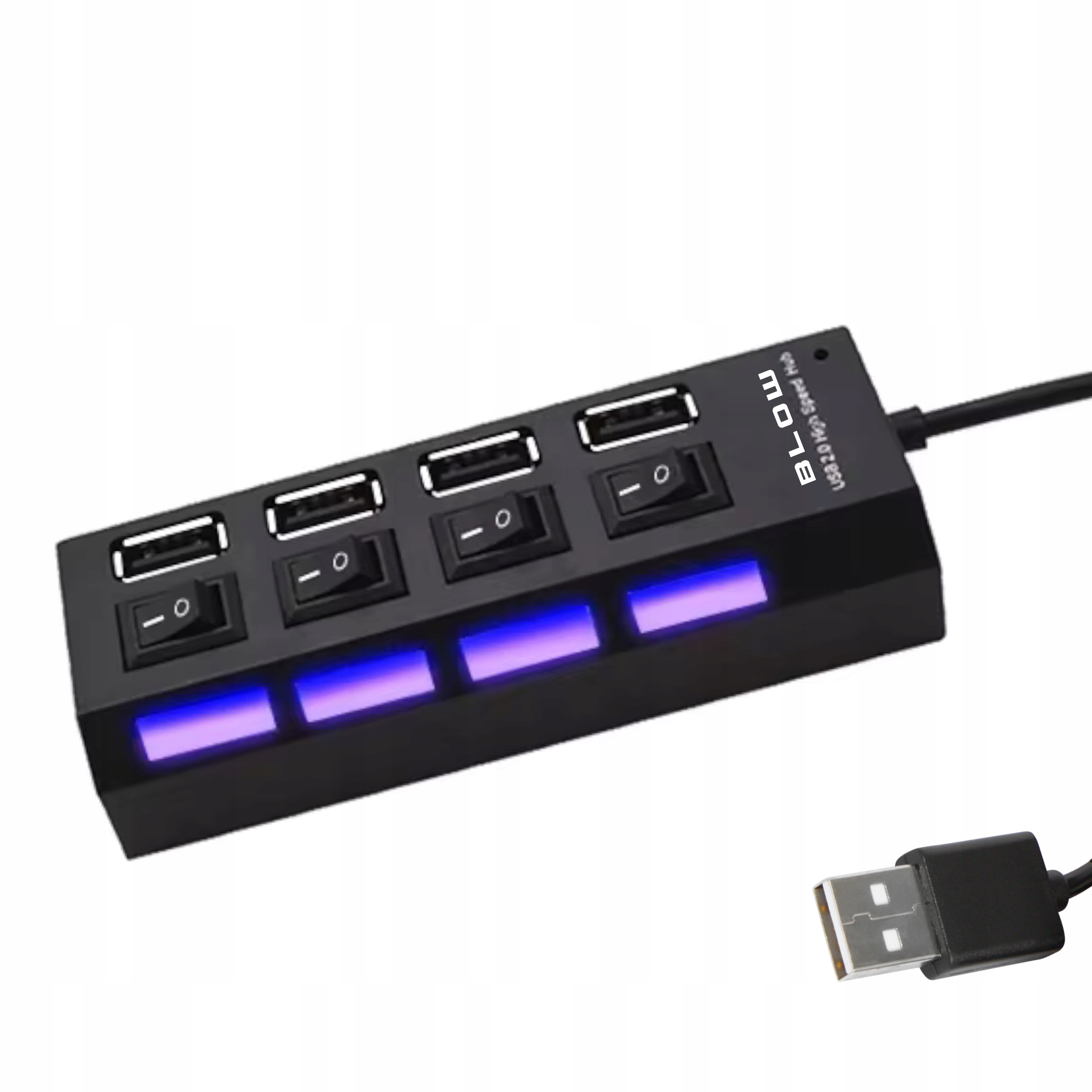Hub Usb 4 Porty Rozdzielacz Rozgałęźnik Usb Wyłącznik Podświetlanie Switch