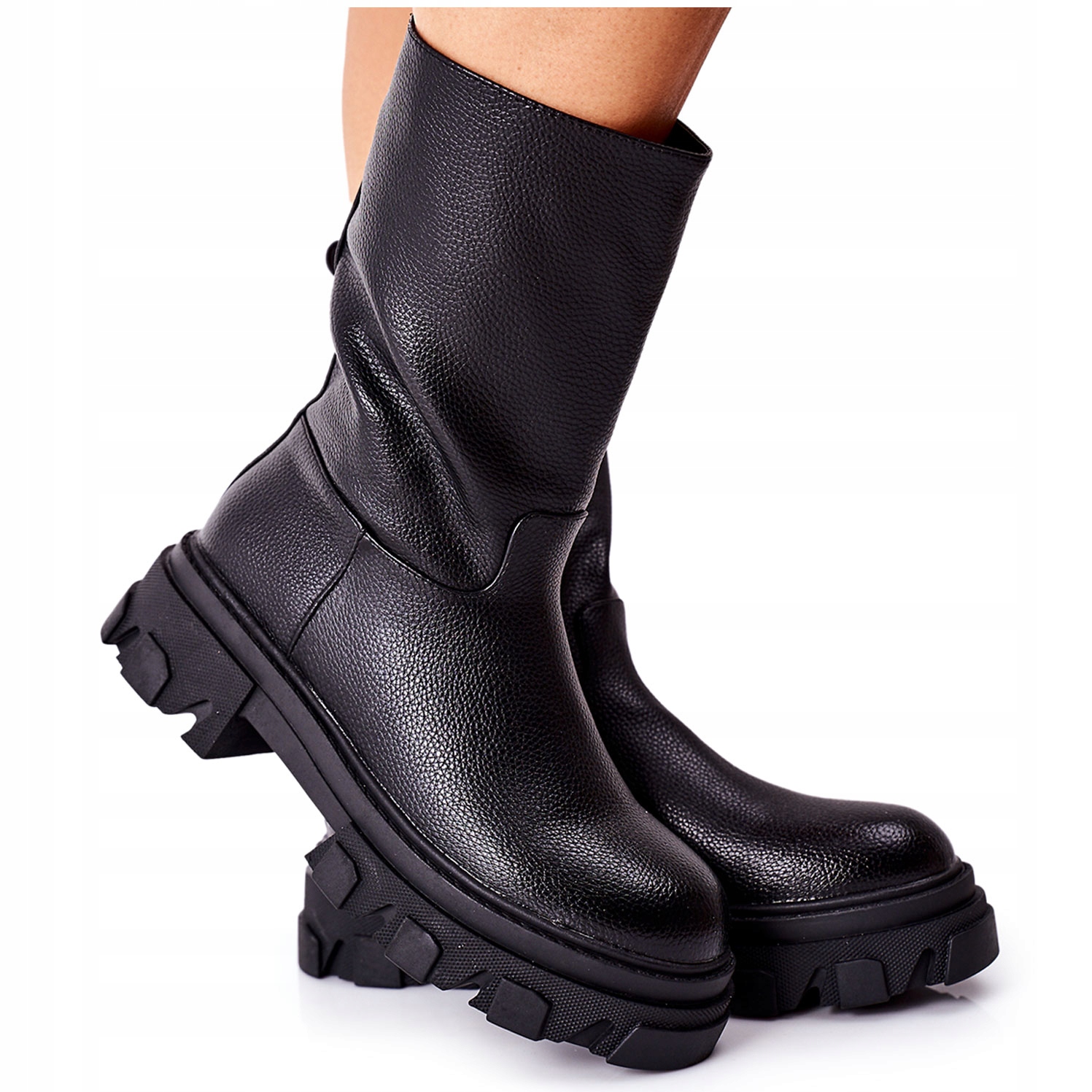 

Wysokie Wsuwane Botki Sztyblety Na Traperze 37