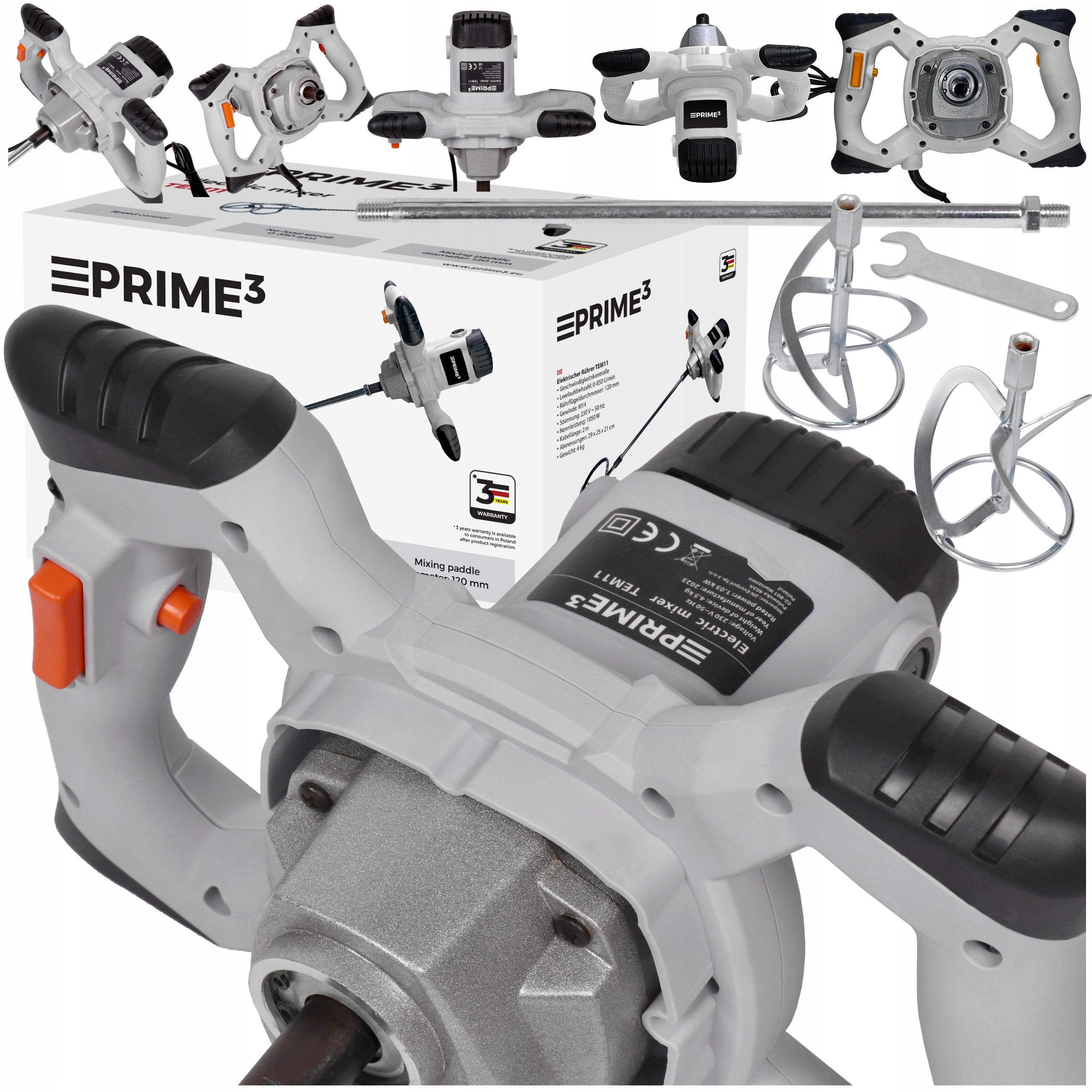 Mieszadło Do Zapraw Kleju Farb 2 x Mieszalnik Mocne Regulacja Obrotów TEM11