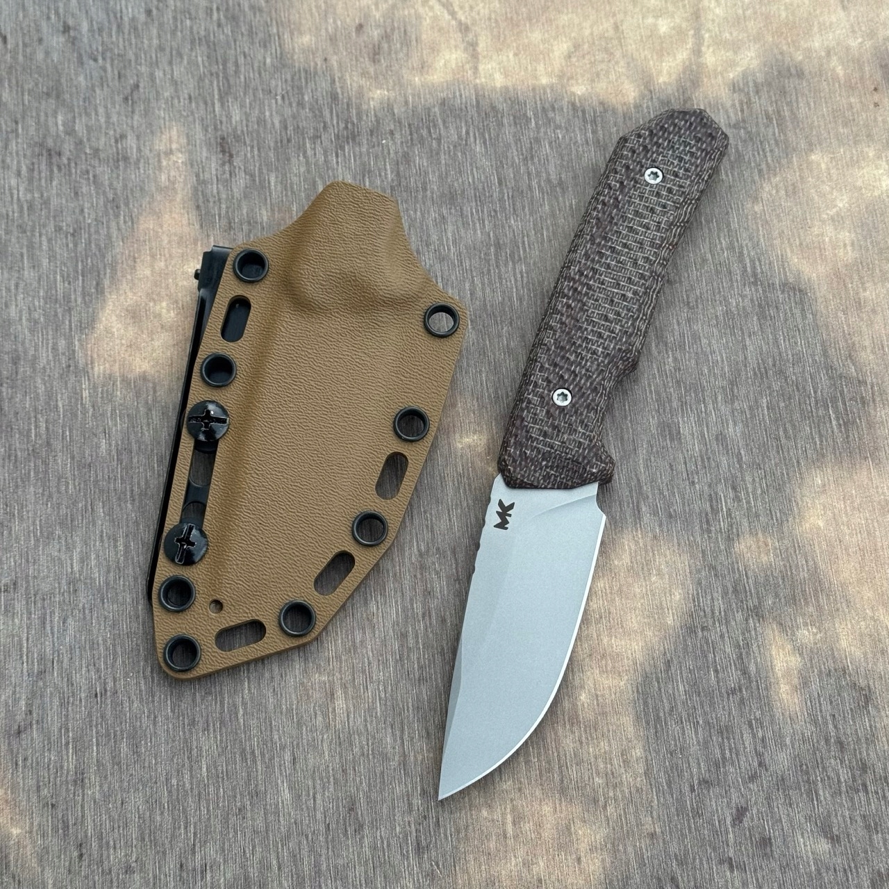 Nůž Mk Knives & Tools Flin Expedition M390 Brown Linen Micarta Coyote Kydex