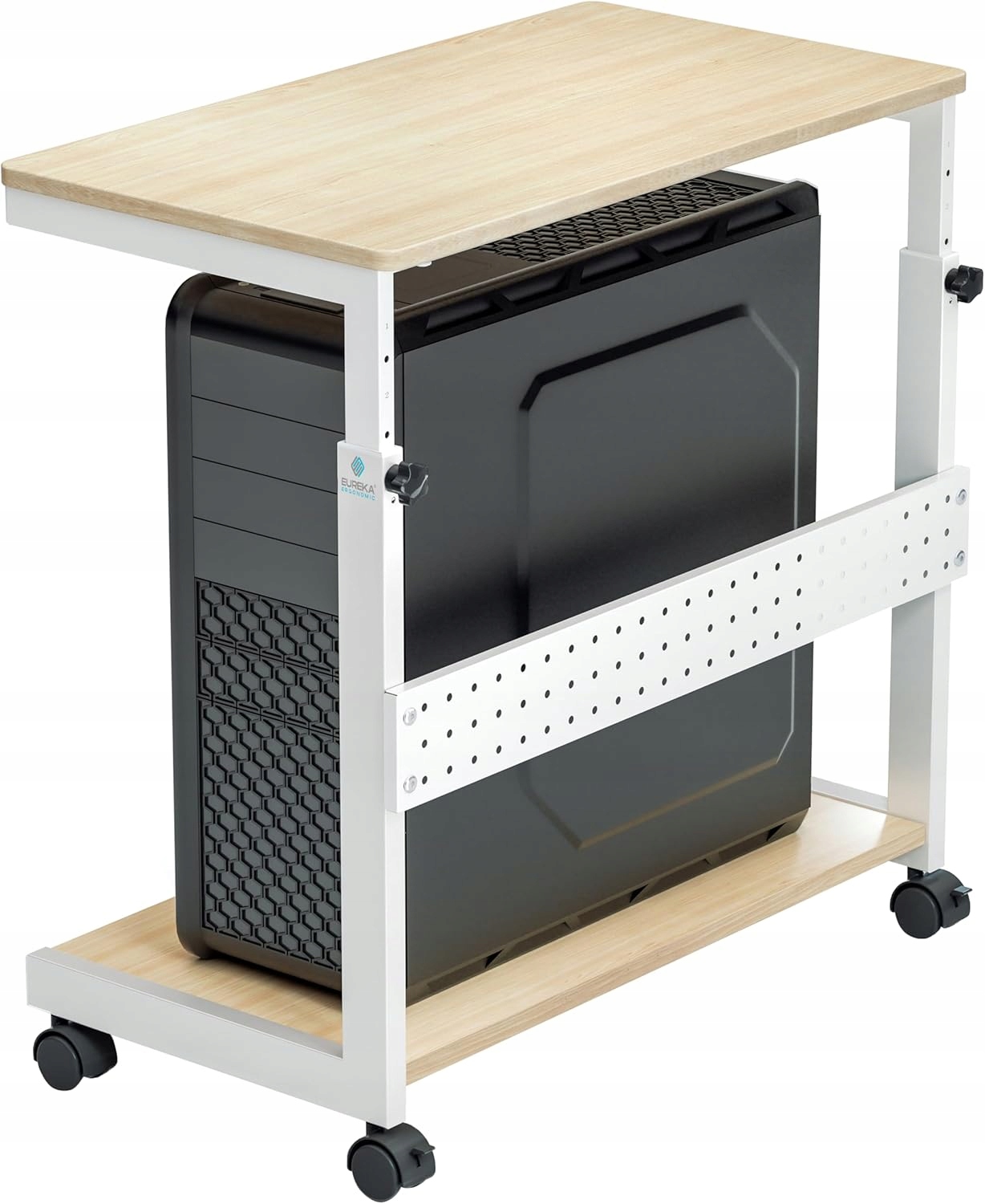 Stojan na Pc Eureka Ergonomic nastaviteľná výška na kolieskach, biely