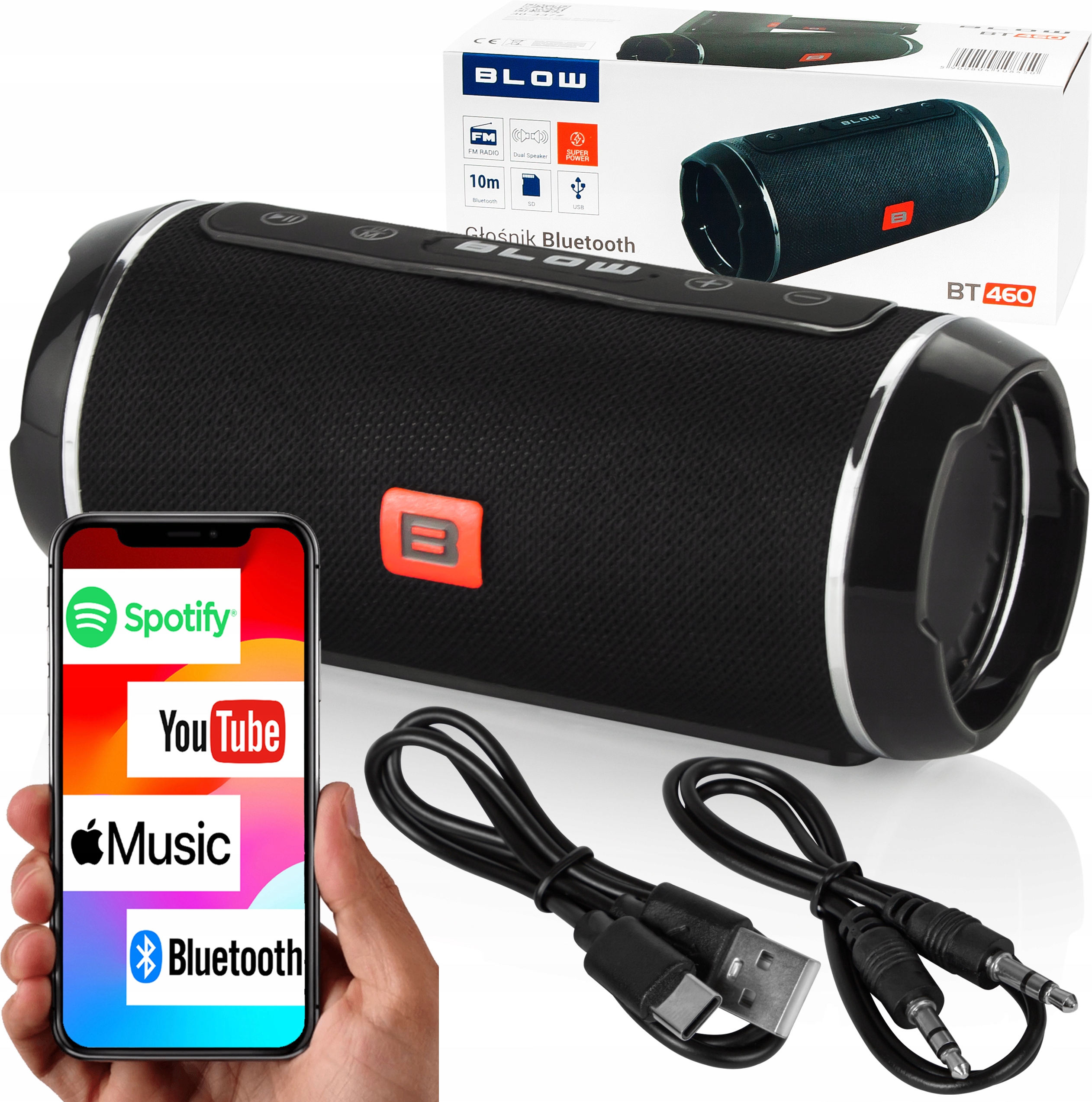 BLUETOOTH-ДИНАМИК BT460 ПОРТАТИВНЫЙ БЕСПРОВОДНОЙ БУМБОКС 20 ВТ ЧЕРНЫЙ