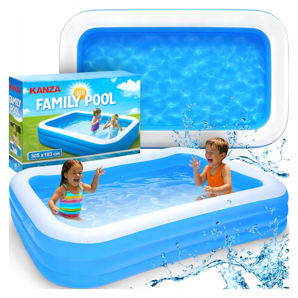 BASEN OGRODOWY DMUCHANY DUŻY RODZINNY PROSTOKĄTNY OGRÓD 305x183cm