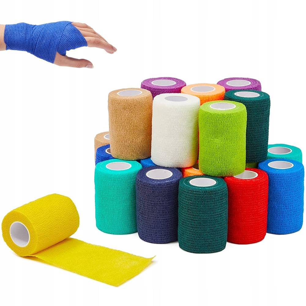 24SZT Bandaż Samoprzylepny Elastyczny Kohezyjny 7.5CMX4.5MM Kolorowy
