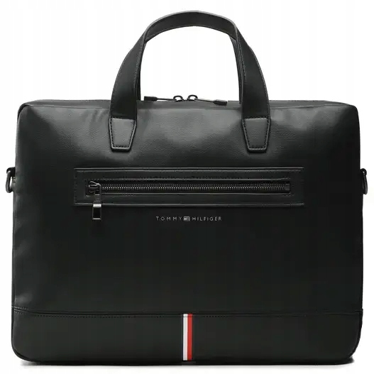 Tommy Hilfiger torba na laptopa czarna płaska wzór