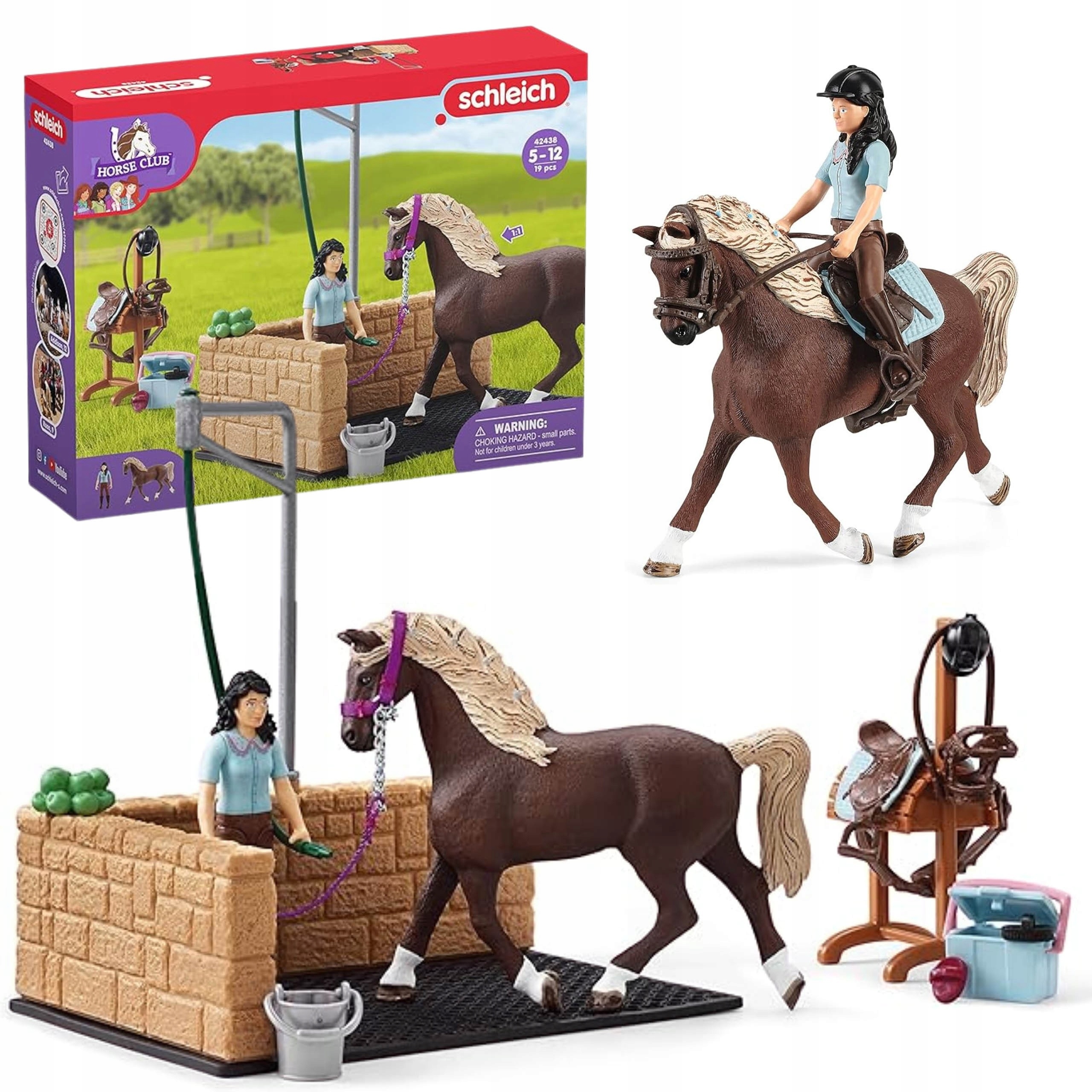 Schleich Horse Club Myjnia dla koni Emily i Luna, figurki dla dzieci 5+