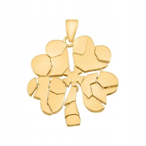 Dámský Zlatý Přívěsek 585 čtyřlístek na zadní straně s ozdobným vzorem jako dárek