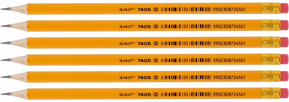 

Ołówek Deli Hb z gumką żółty x 6