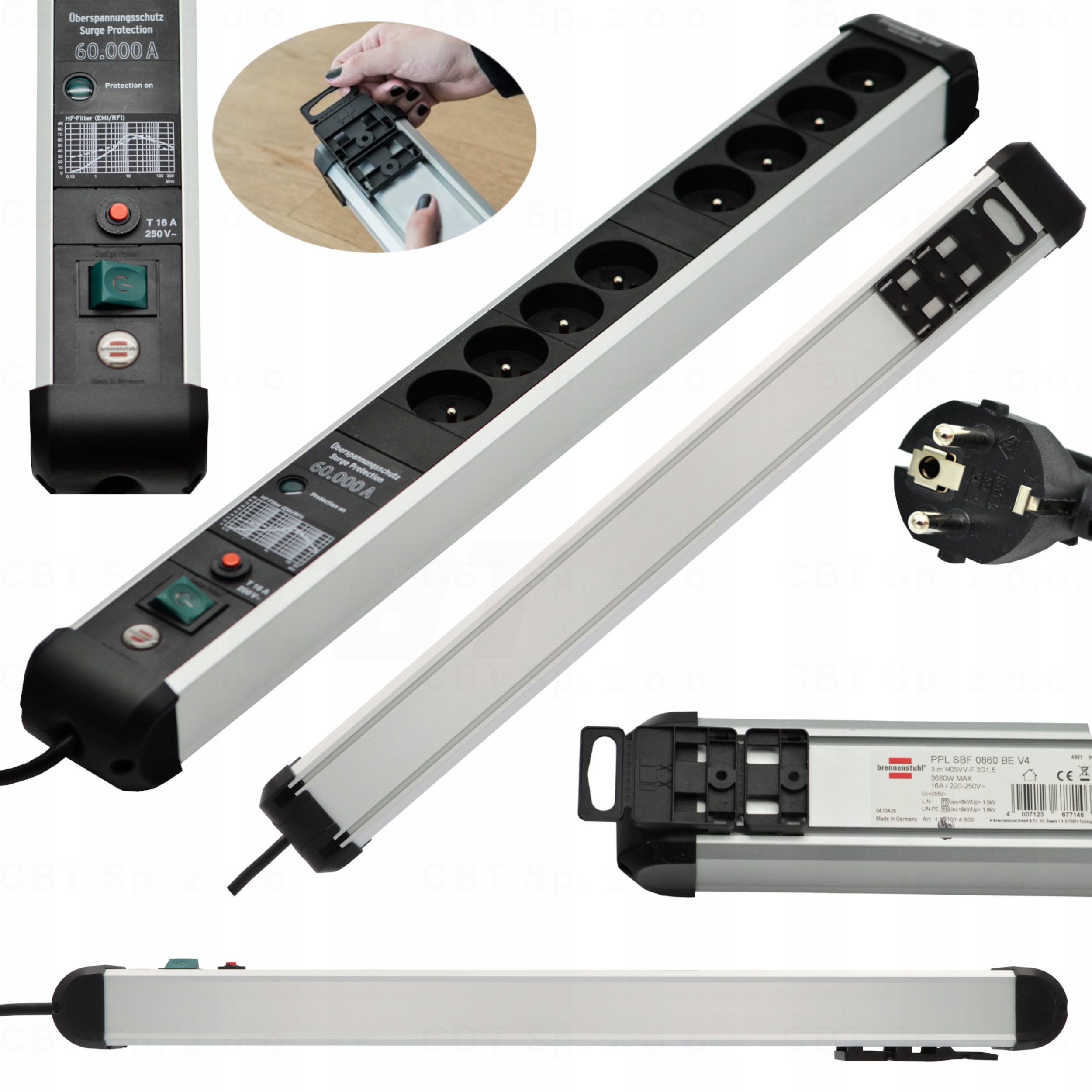 Плата питания Brennenstuhl 1391014800 8 розеток 3 м Черный