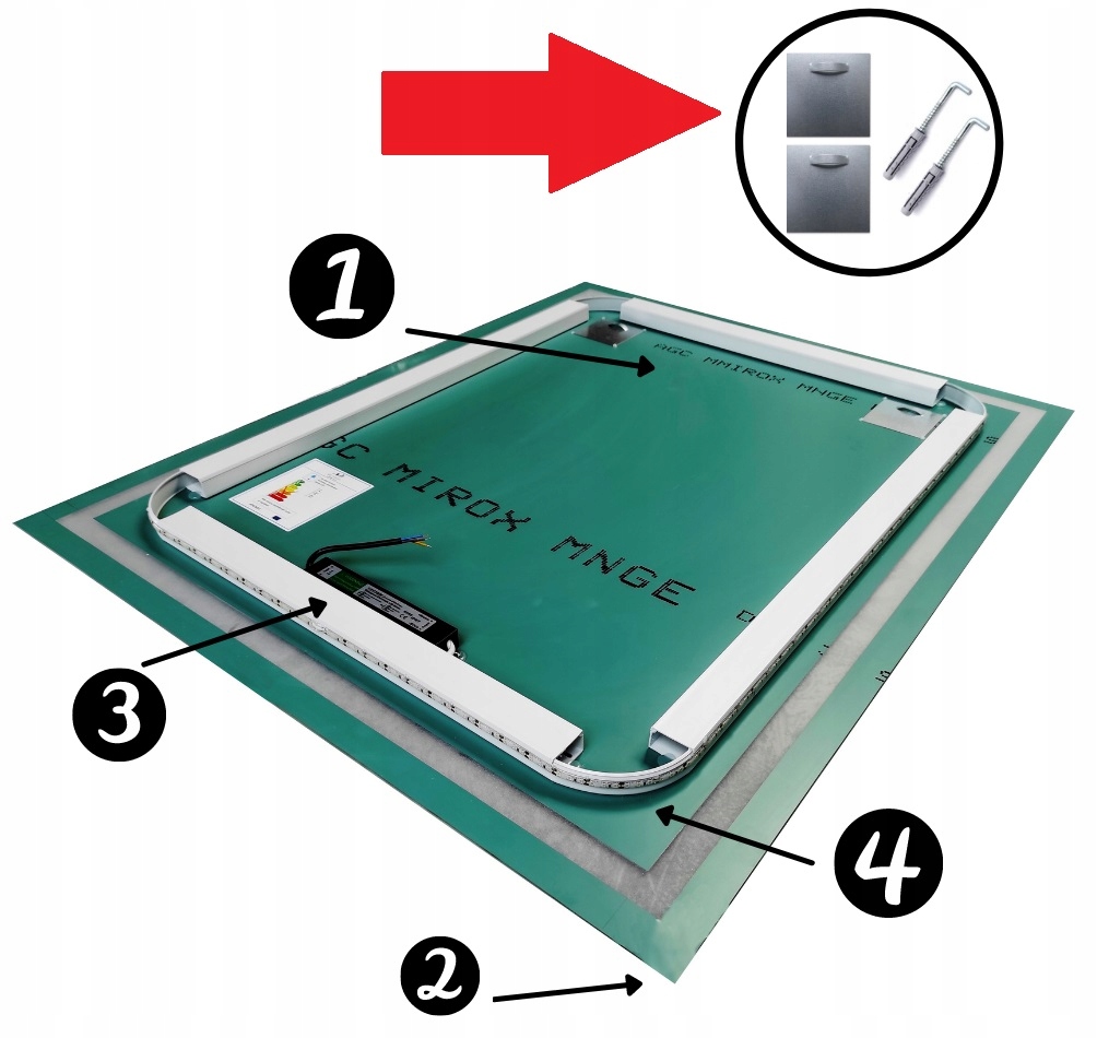 LUSTRO 90x80 cm PODŚWIETLANE LED ŁAZIENKOWE WZORY Szerokość 900 mm