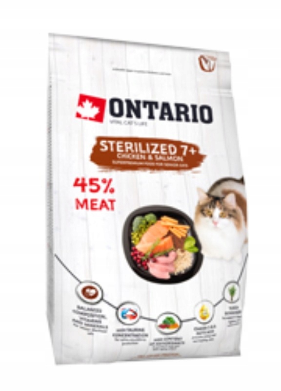Ontario Cat Sterilised 7+ 6,5kg karma dla starszych kotów sterylizowanych